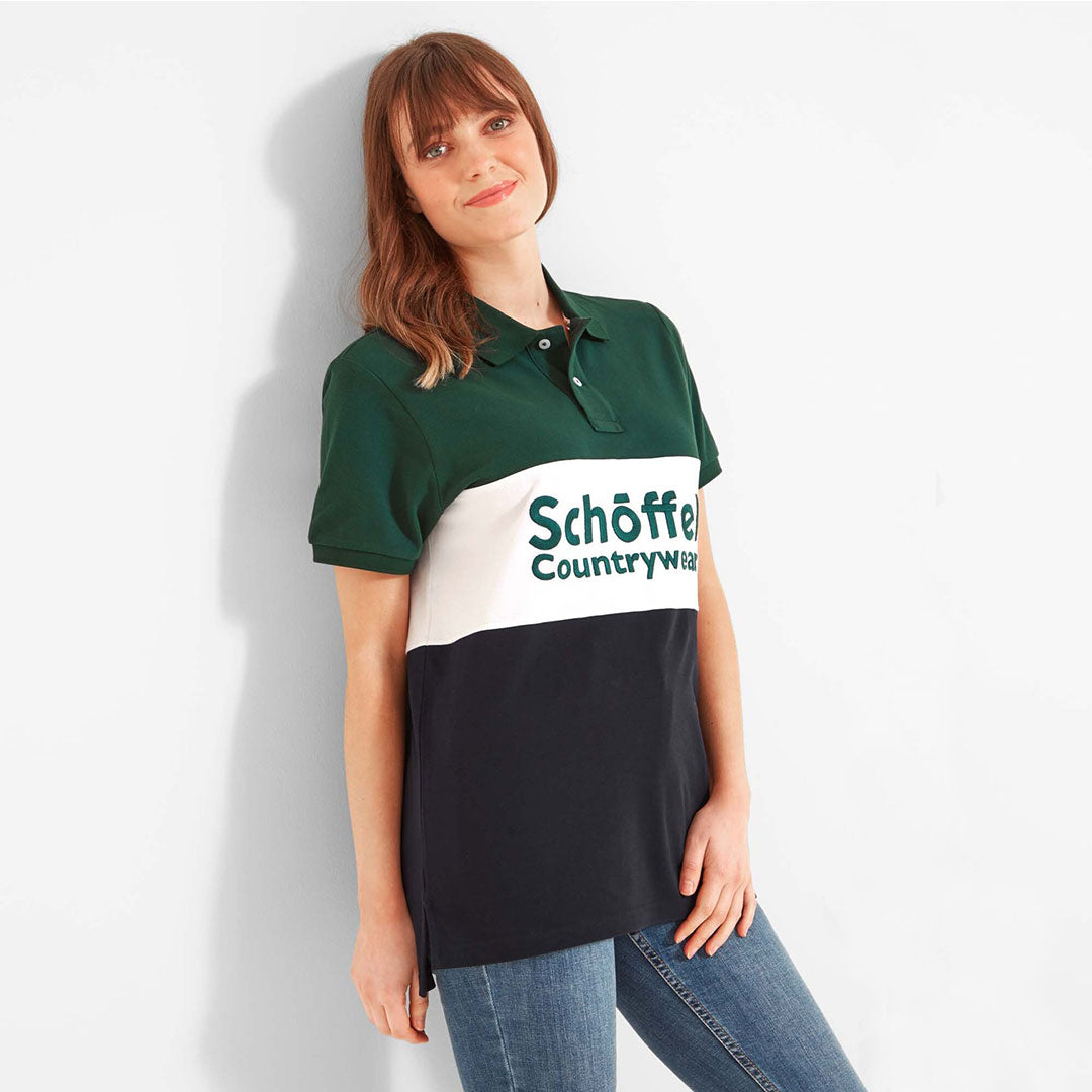 Schoffel Unisex Exeter Heritage Polo Shirt in Navy & Green