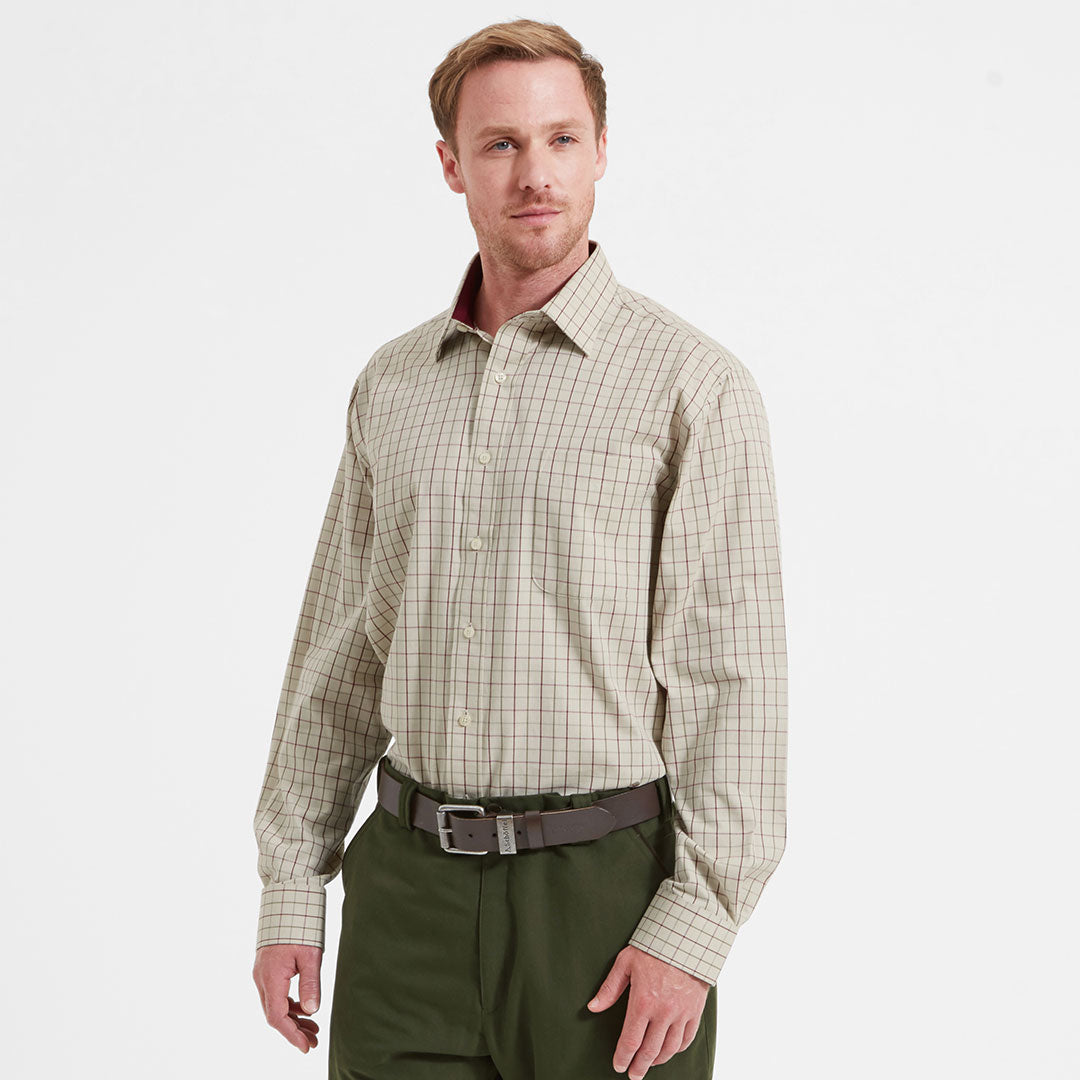 Schoffel Men's Burnham Tattersall Classic Shirt in Damson