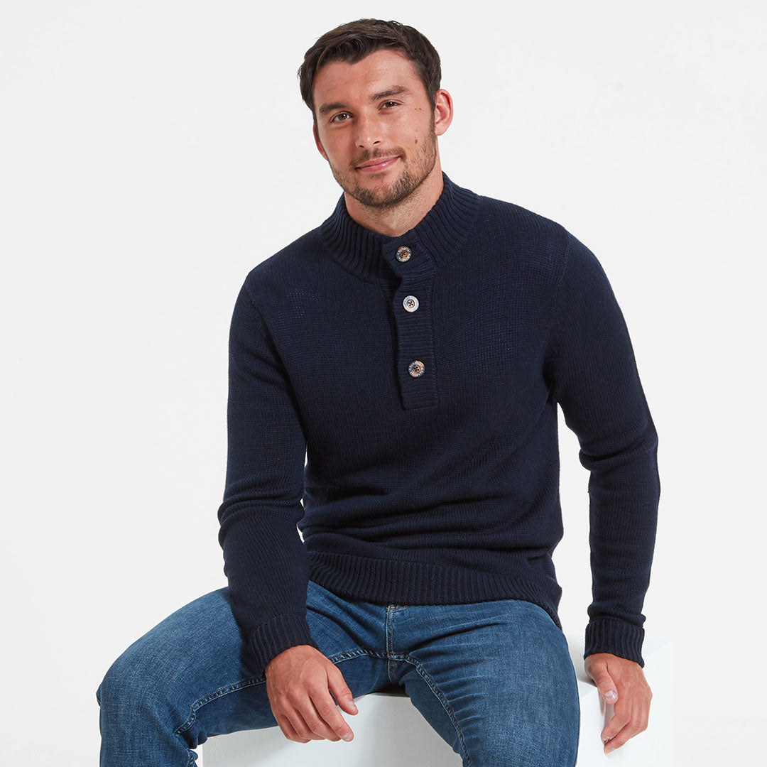 Schoffel Men's Kenmore Lambswool Mix Jumper in Navy