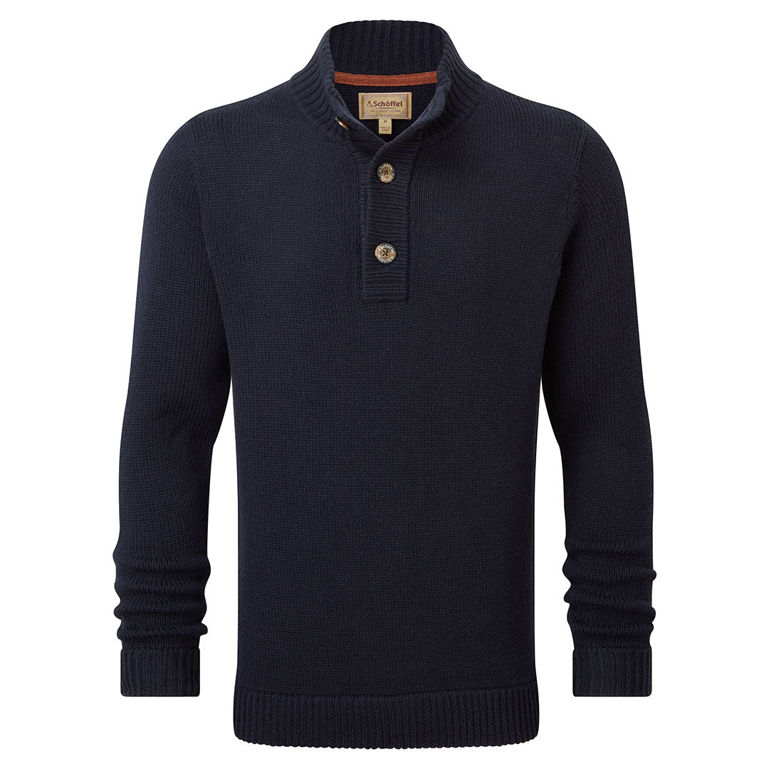 Schoffel Men's Kenmore Lambswool Mix Jumper in Navy