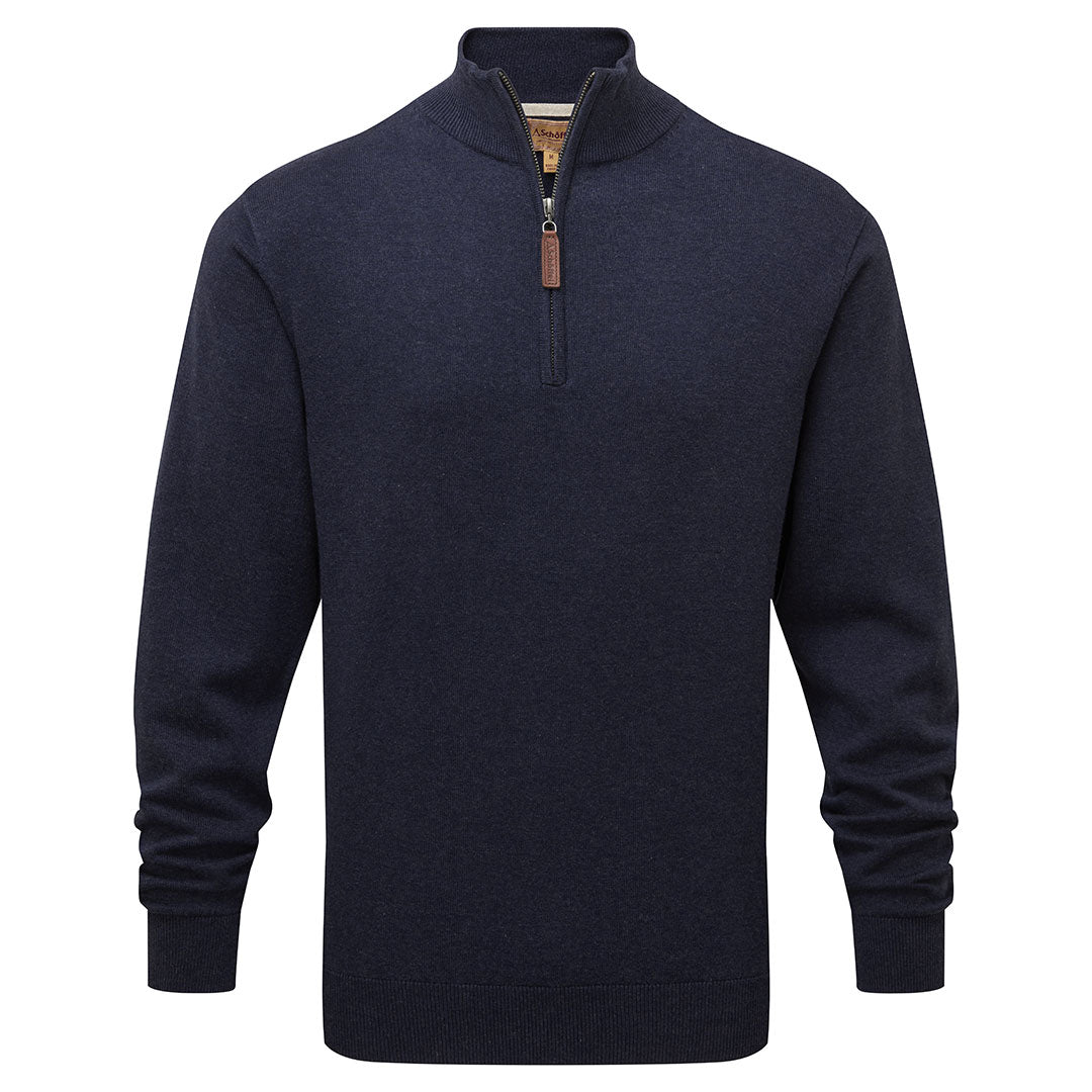 Schoffel Men's Porthmeor Pima Cotton 1/4 Zip Jumper in Navy