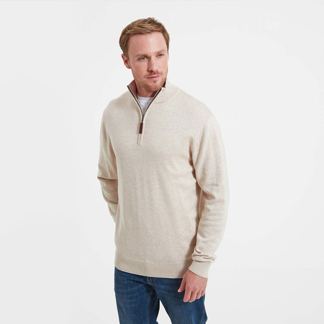 Schoffel Men s Porthmeor Pima Cotton 1 4 Zip Jumper in Oat