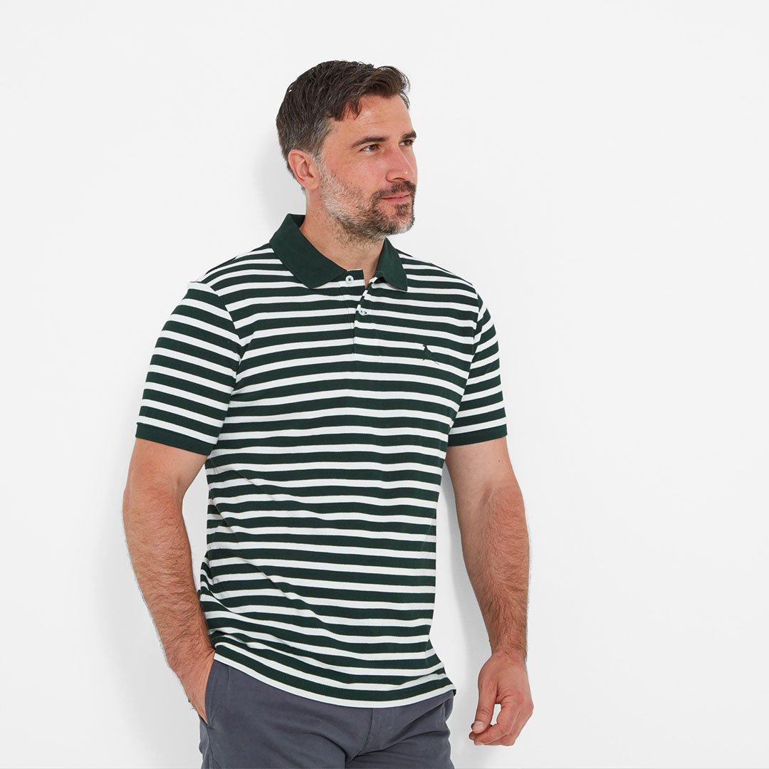 Schoffel Men's St. Ives Tailored Polo Shirt in Green Stripe