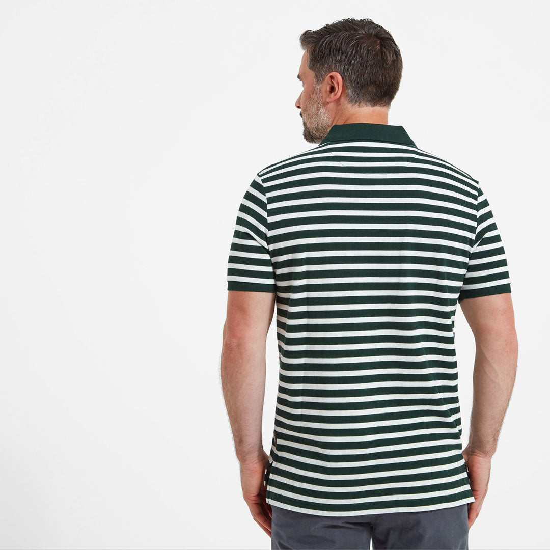 Schoffel Men's St. Ives Tailored Polo Shirt in Green Stripe