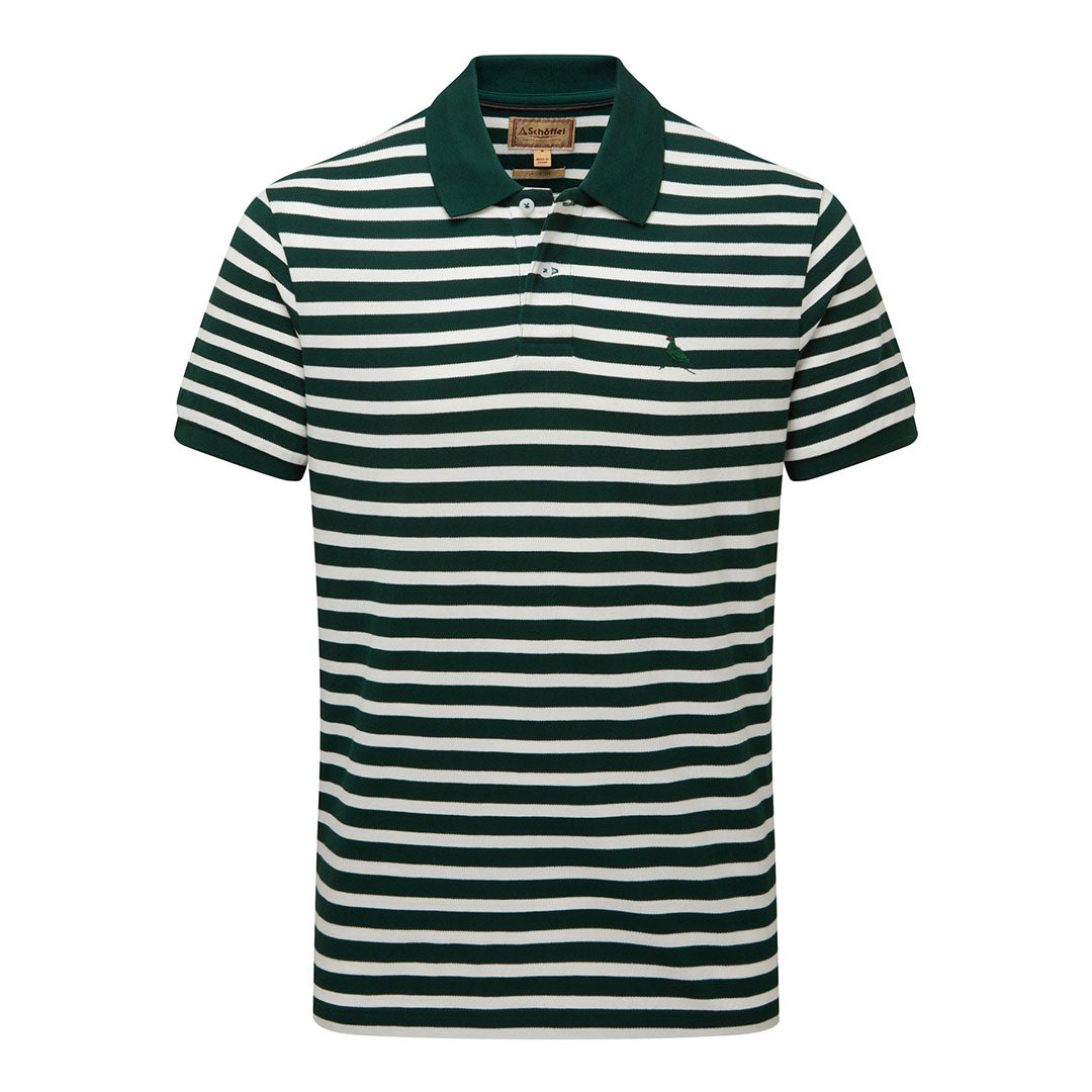 Schoffel Men's St. Ives Tailored Polo Shirt in Green Stripe