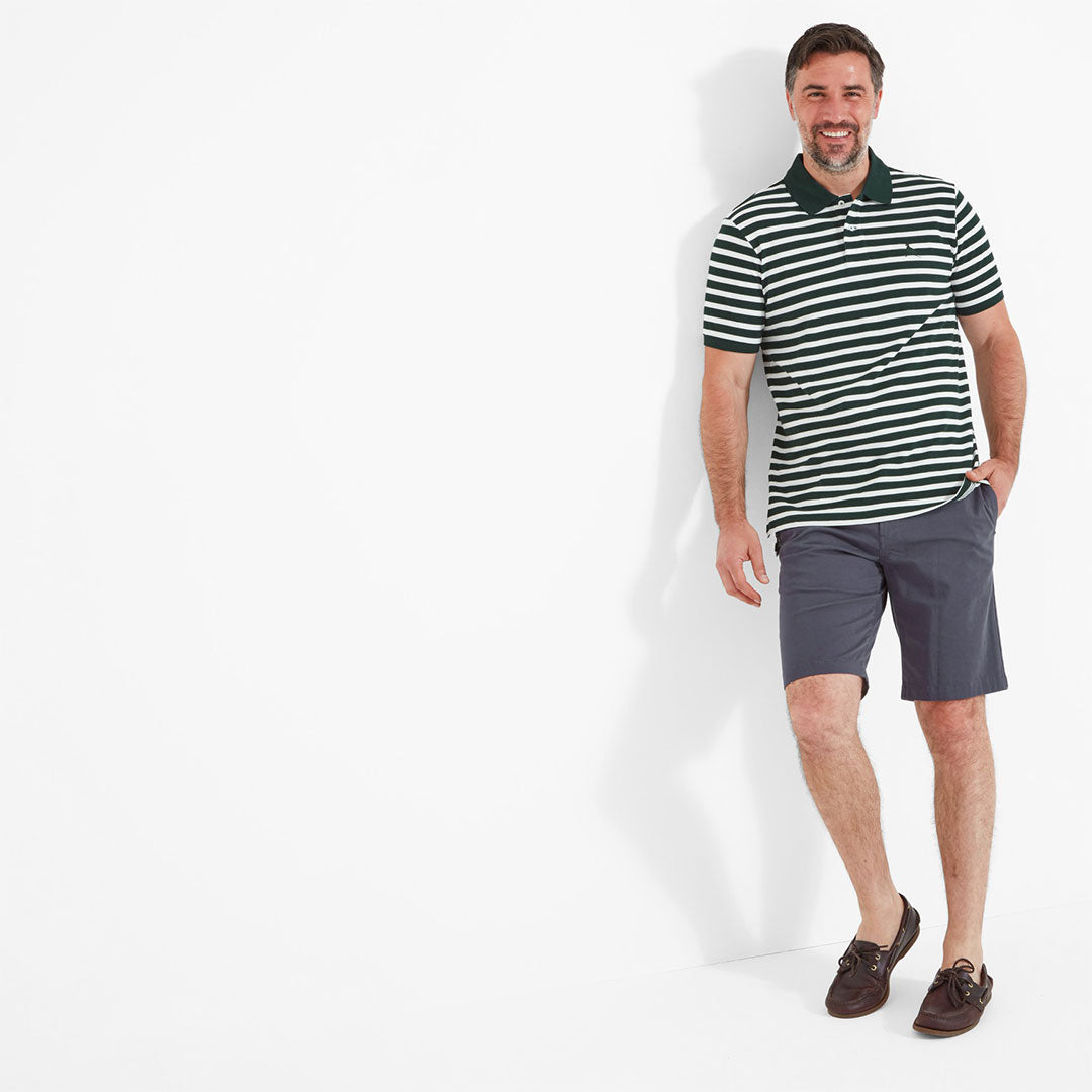 Schoffel Men's St. Ives Tailored Polo Shirt in Green Stripe
