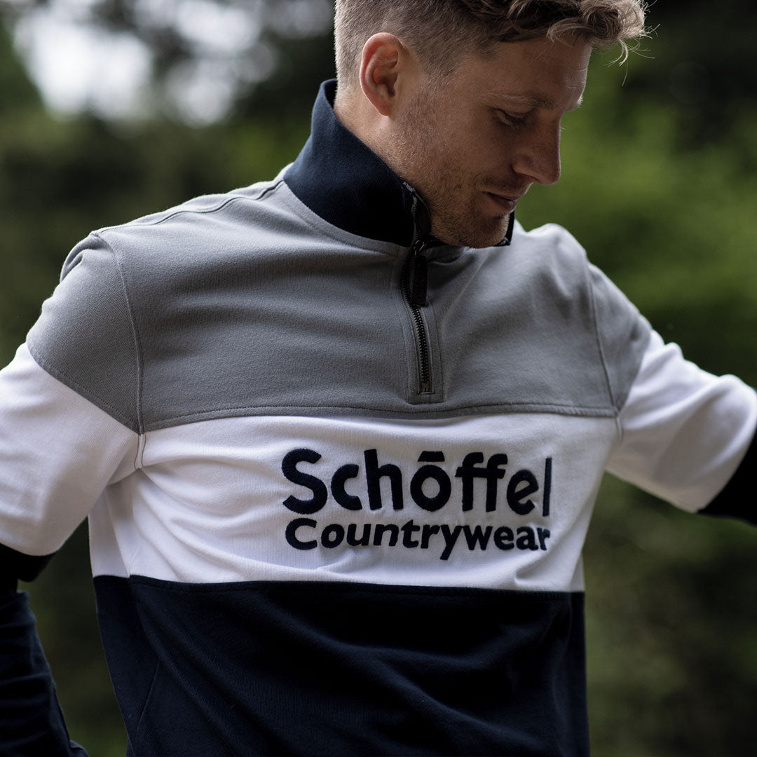 Schoffel Unisex Exeter Heritage 1/4 Zip Shirt in Grey