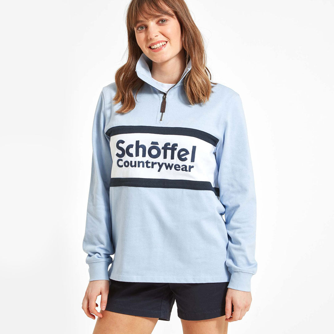 Schoffel Unisex Exeter Heritage 1/4 Zip Shirt in Pale Blue