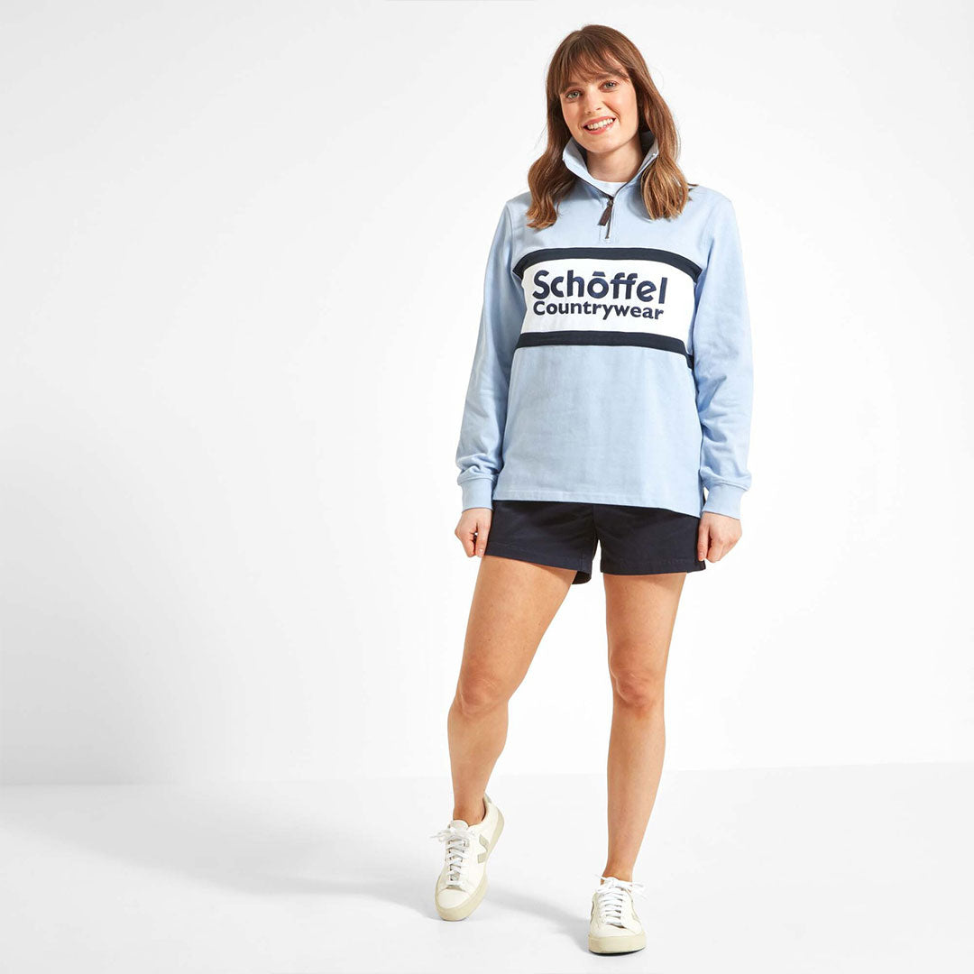 Schoffel Unisex Exeter Heritage 1/4 Zip Shirt in Pale Blue