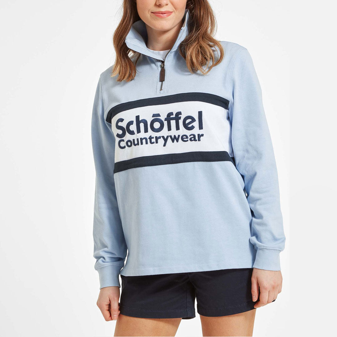 Schoffel Unisex Exeter Heritage 1/4 Zip Shirt in Pale Blue