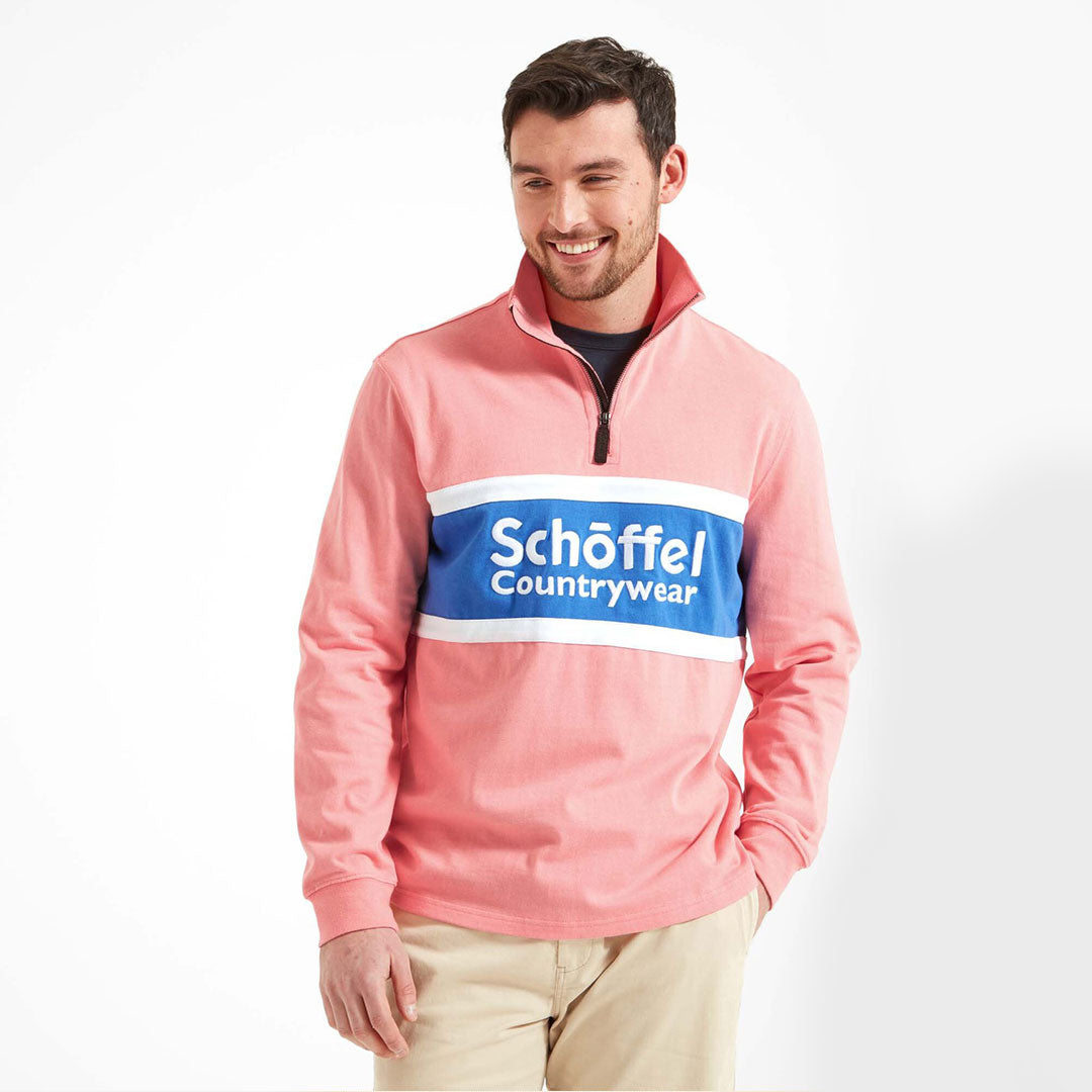 Schoffel Unisex Exeter Heritage 1/4 Zip Shirt in Flamingo