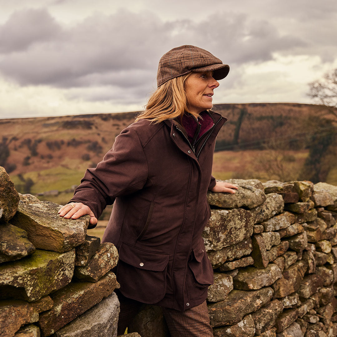Schoffel Women's Teal Shooting Coat in Coffee Bean