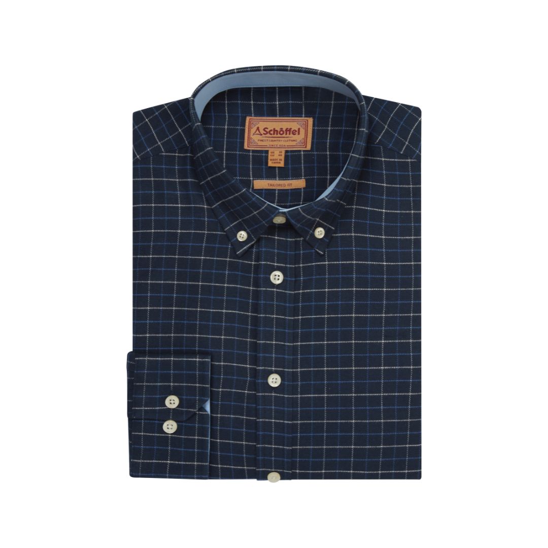 Schoffel Men's Alderburgh Tailored Shirt in Dusky Blue & Oak Check