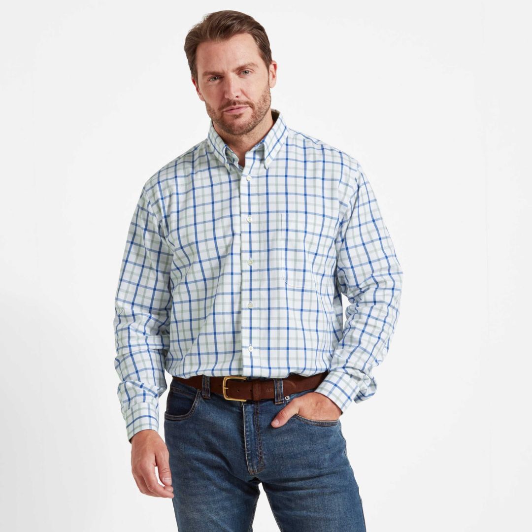Schoffel Men's Brancaster Classic Shirt in Moss Check
