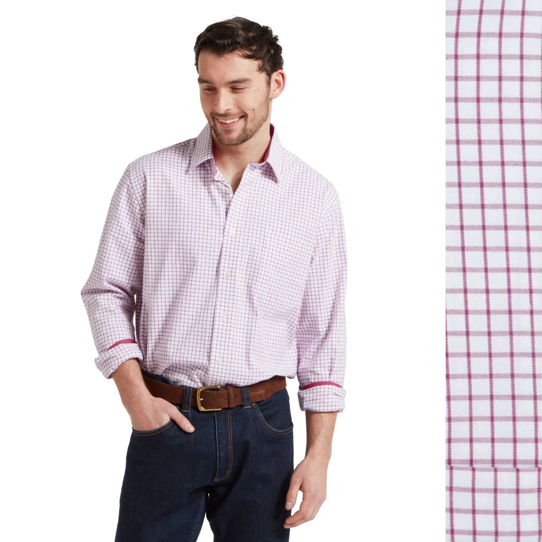 Schoffel Men's Cambridge Classic Shirt in Raspberry