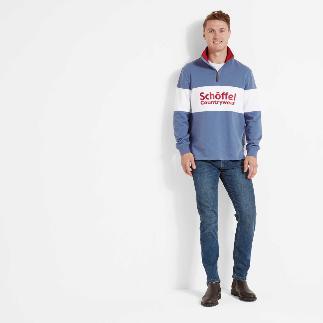 Schoffel Men's Exeter Heritage 1/4 Zip Jumper in Stone Blue