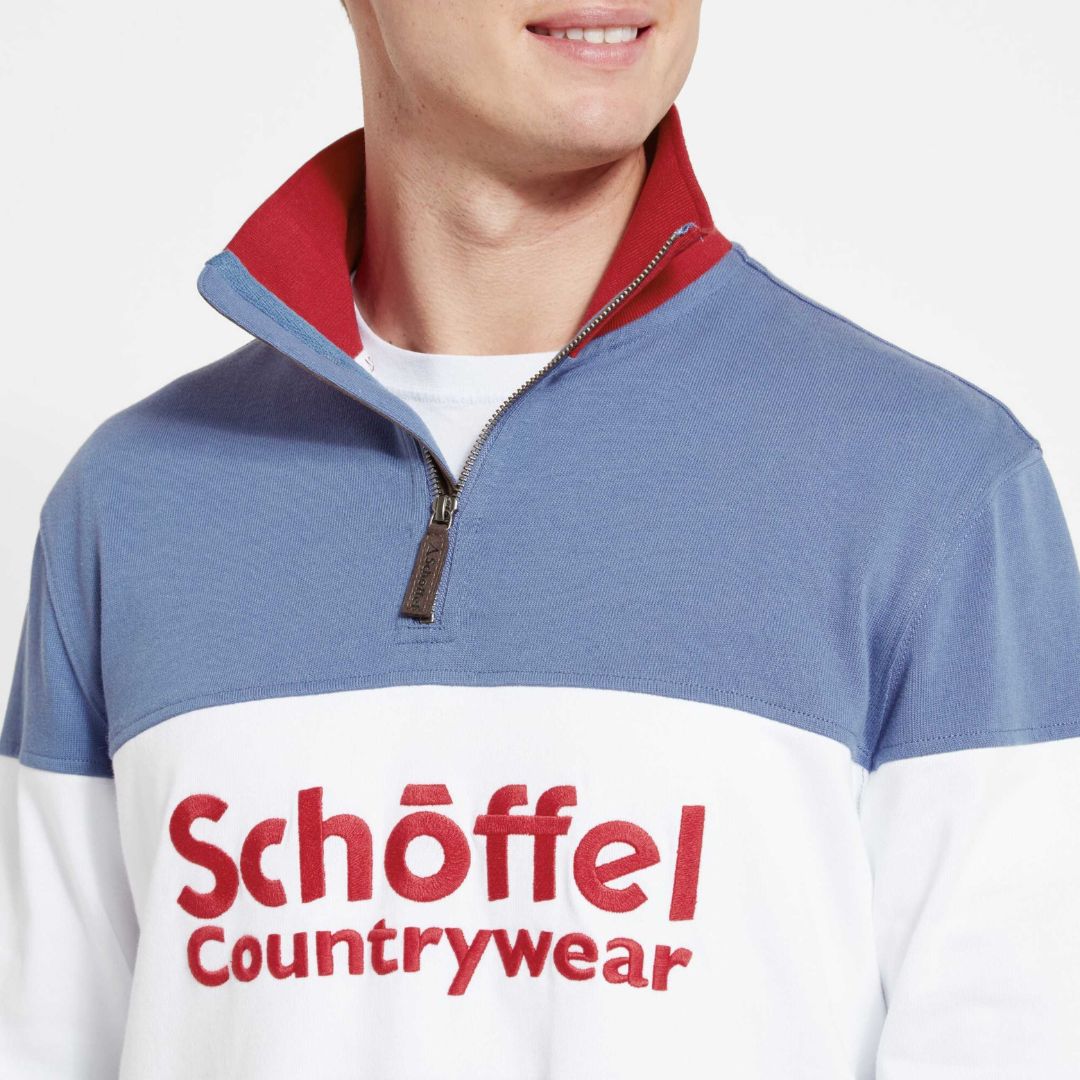 Schoffel Men's Exeter Heritage 1/4 Zip Jumper in Stone Blue