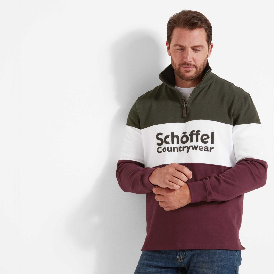 Schoffel Men's Exeter Heritage 1/4 Zip Jumper in Wine