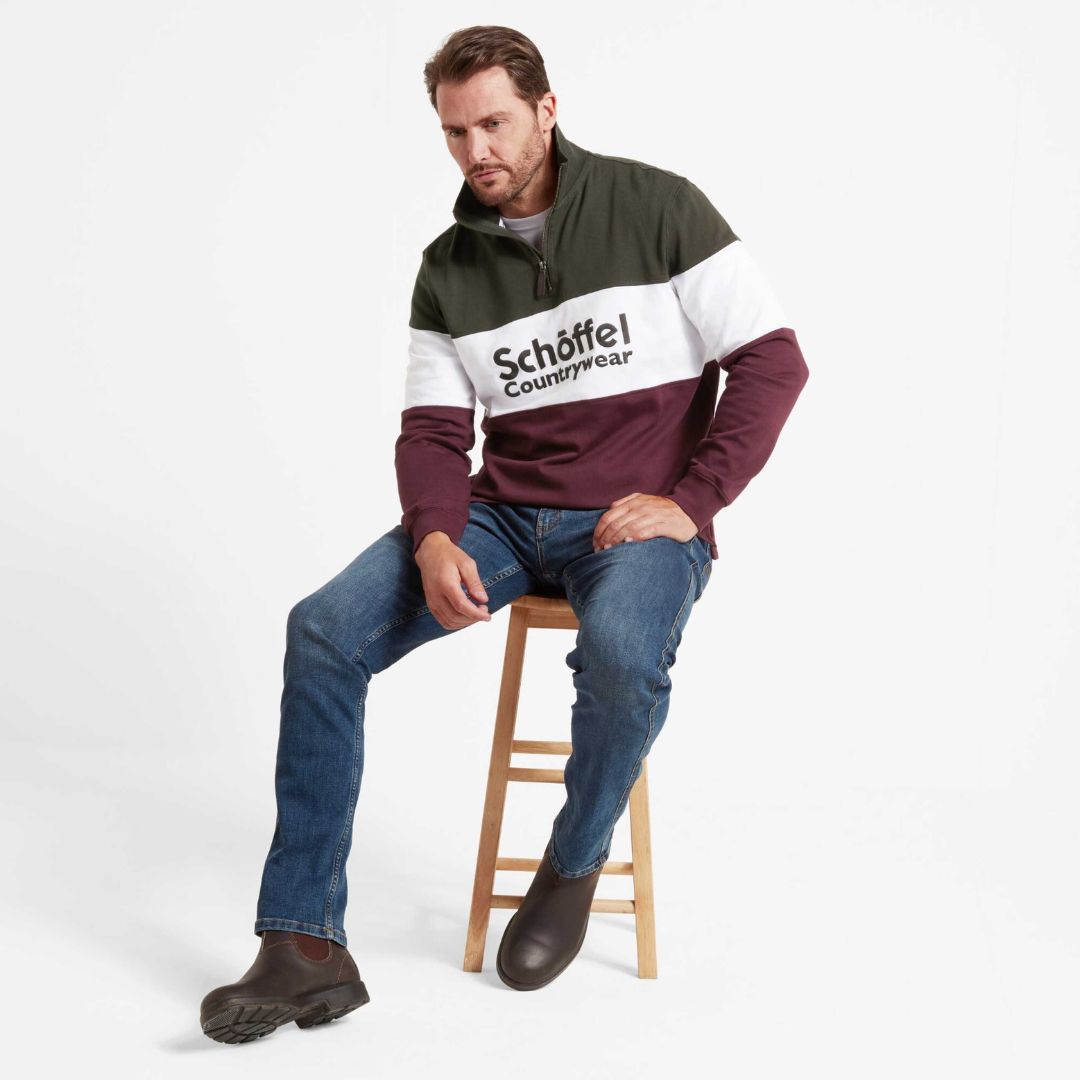 Schoffel Men's Exeter Heritage 1/4 Zip Jumper in Wine