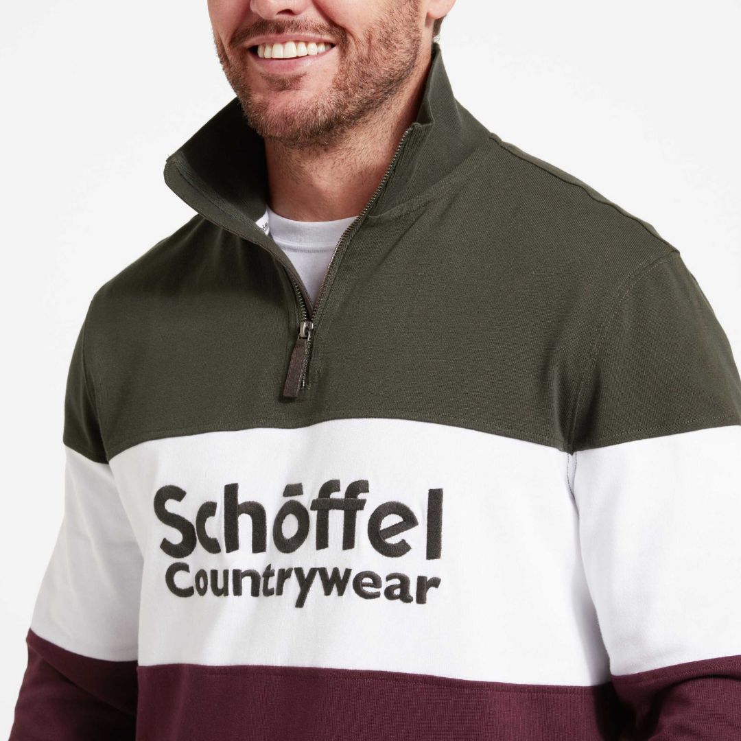 Schoffel Men's Exeter Heritage 1/4 Zip Jumper in Wine