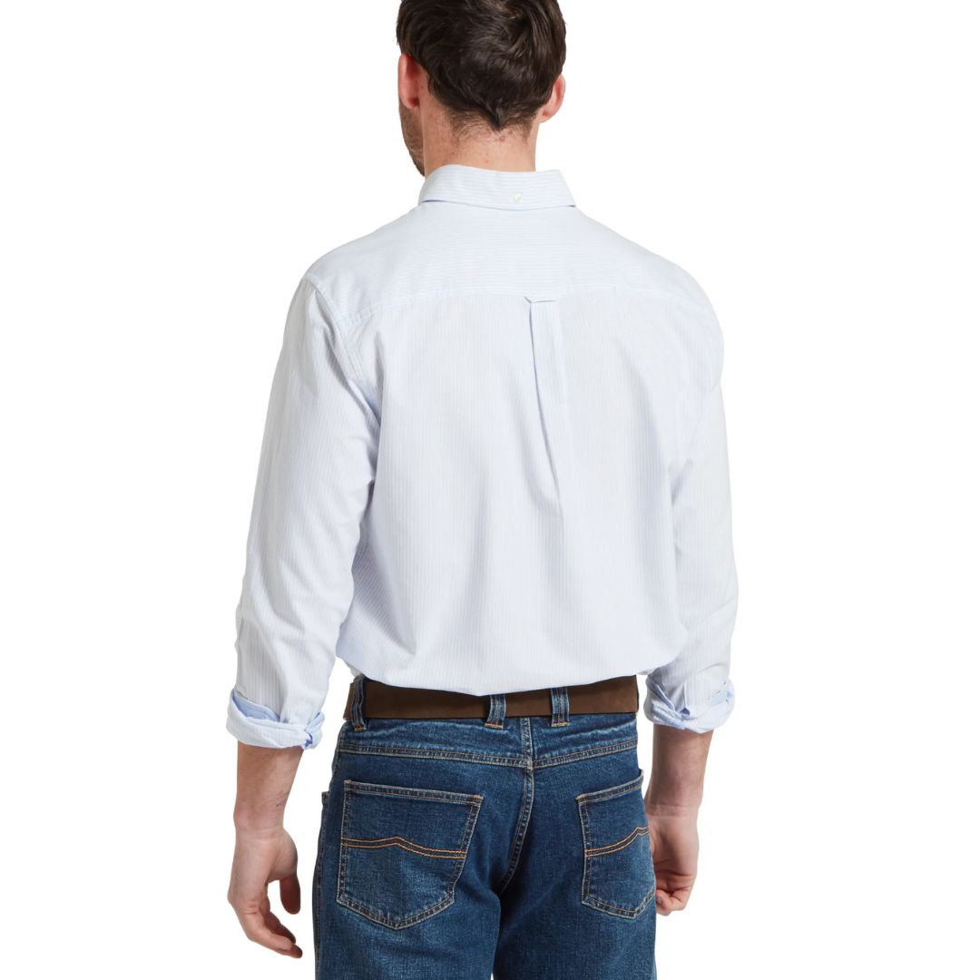 Schoffel Men's Holt Soft Oxford Tailored Shirt in Pale Blue Stripe