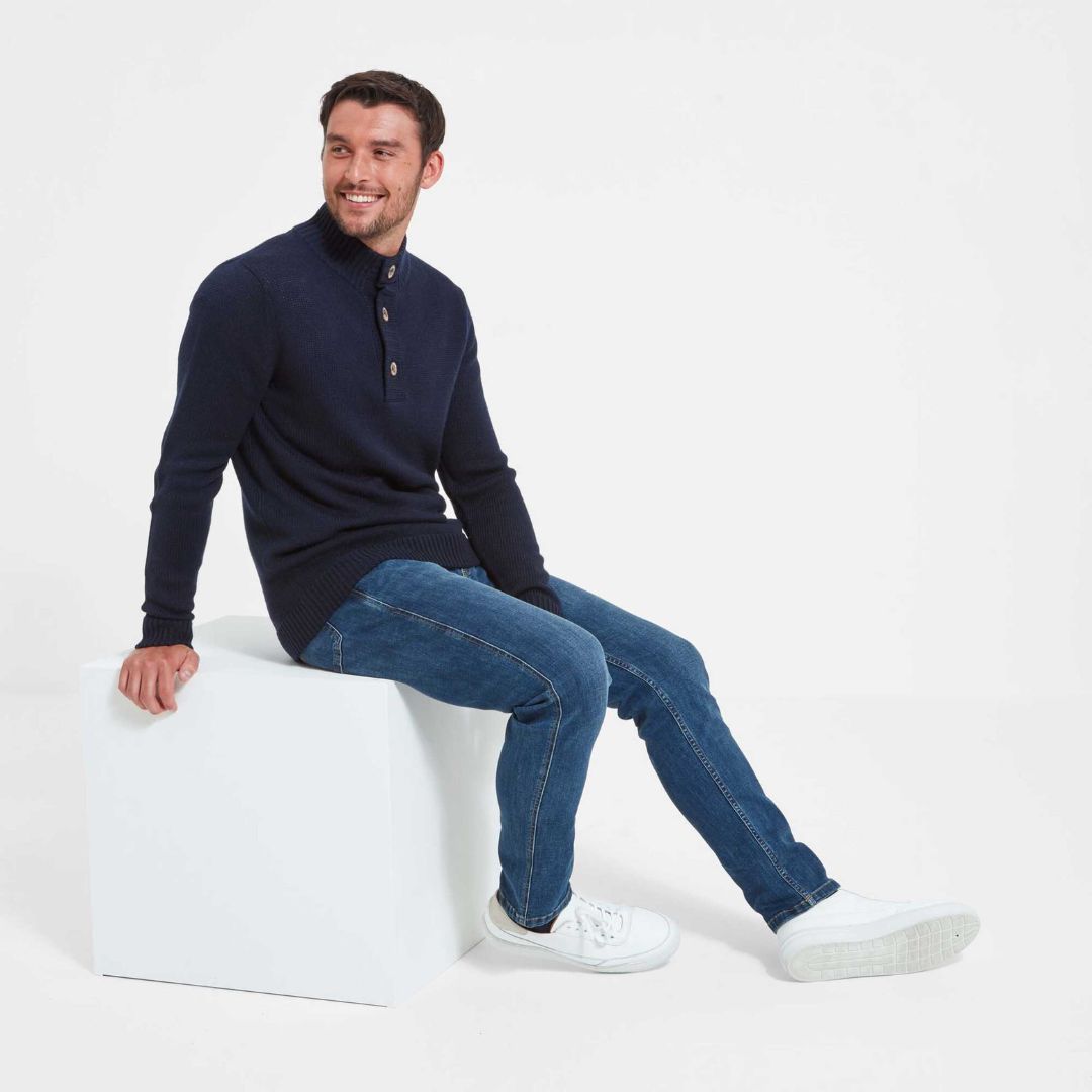 Schoffel Men's Kenmore Lambswool Mix Jumper in Navy