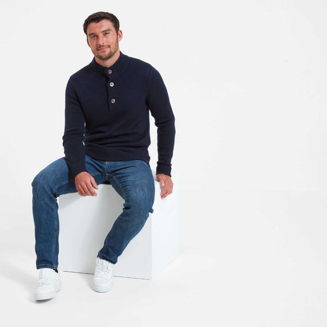 Schoffel Men's Kenmore Lambswool Mix Jumper in Navy
