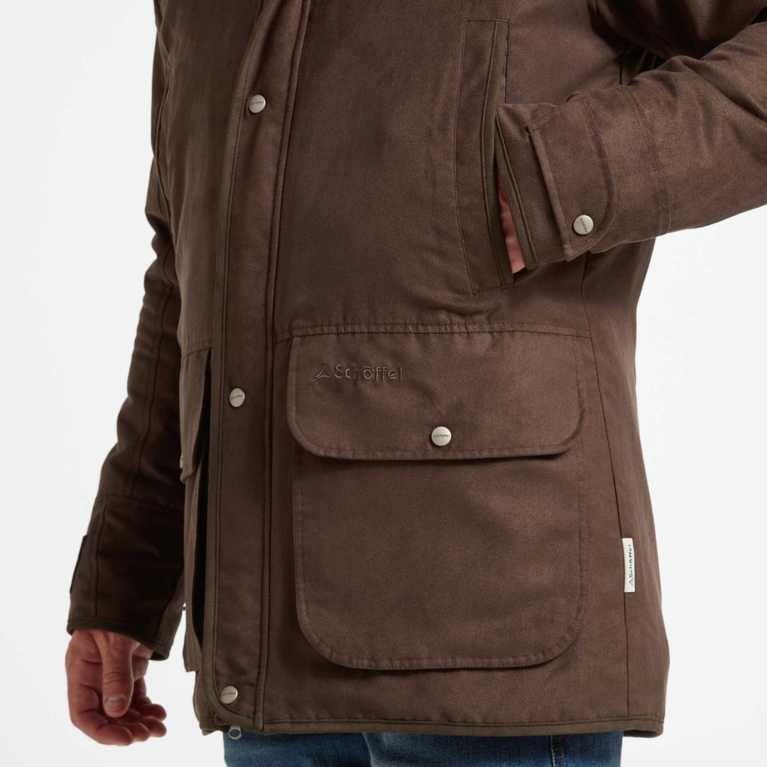 Schoffel Men's Oundle Country Coat in Coffee Bean