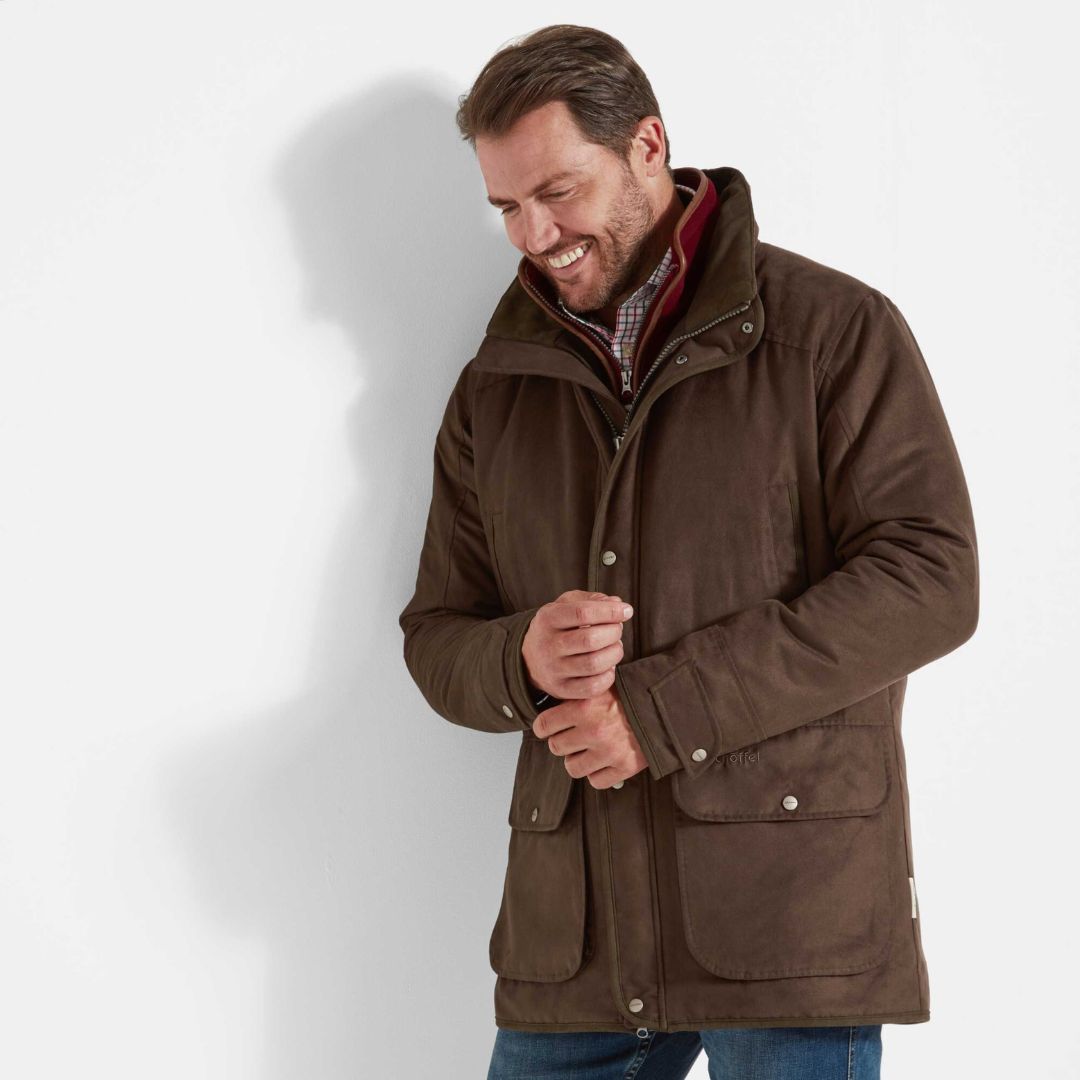 Schoffel Men's Oundle Country Coat in Coffee Bean