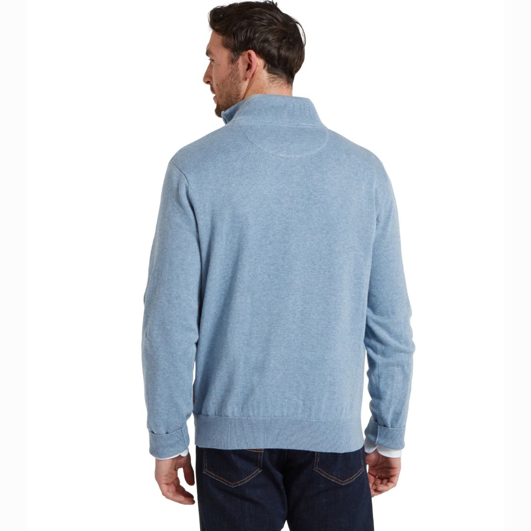 Schoffel Men's Porthmeor Pima Coton 1/4 Zip Jumper in Denim Blue