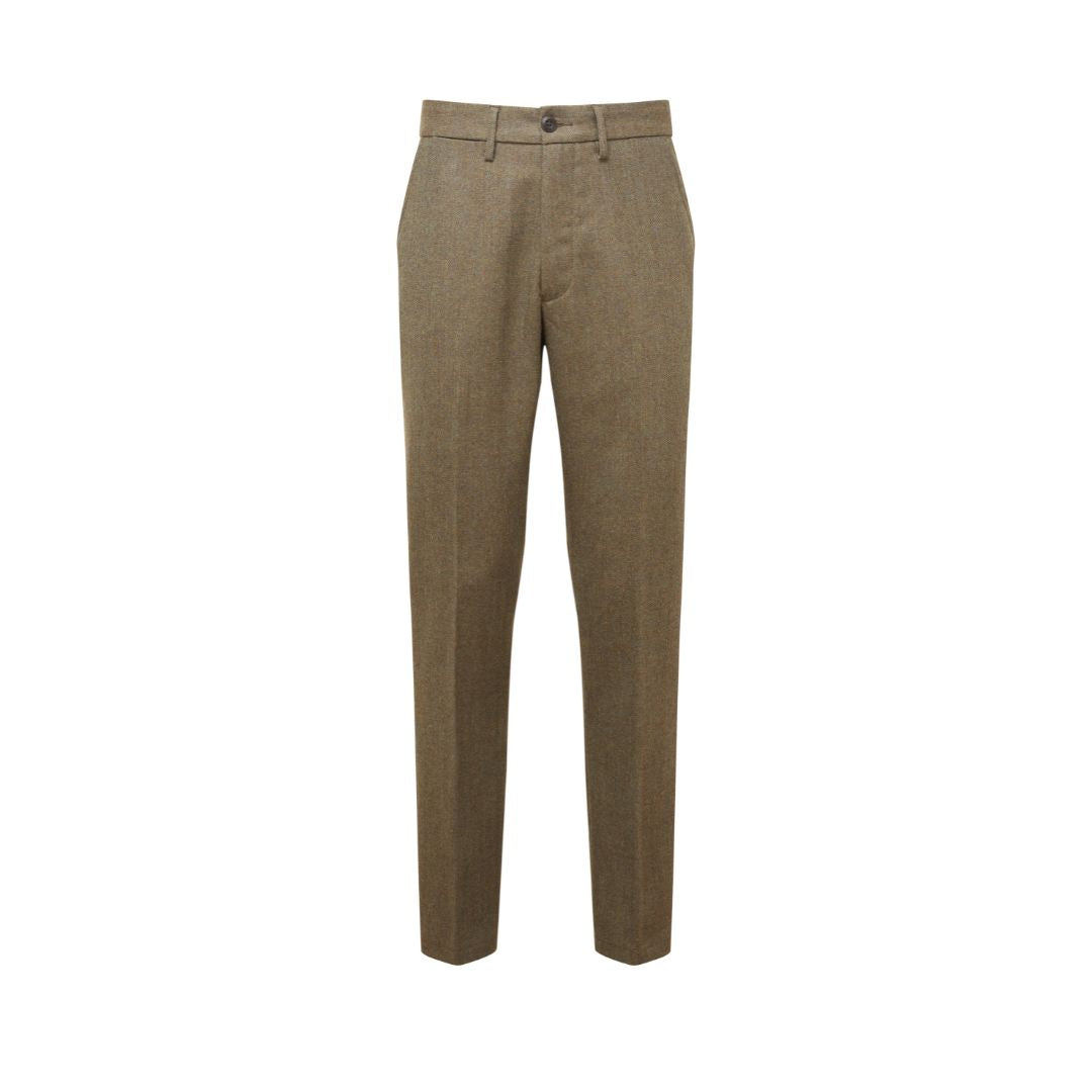 Schoffel Men's Ross Tweed Trousers in Loden Green Herringbone Tweed