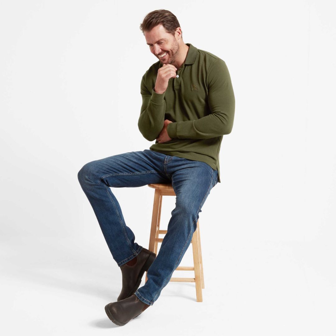 Schoffel Men's St. Ives Long Sleeve Polo Shirt in Forest