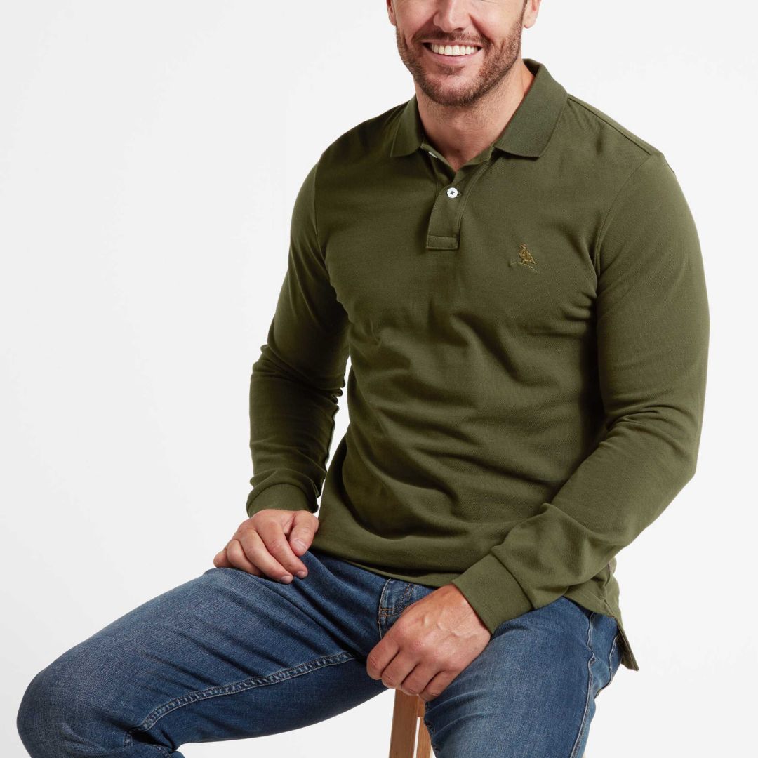 Schoffel Men's St. Ives Long Sleeve Polo Shirt in Forest