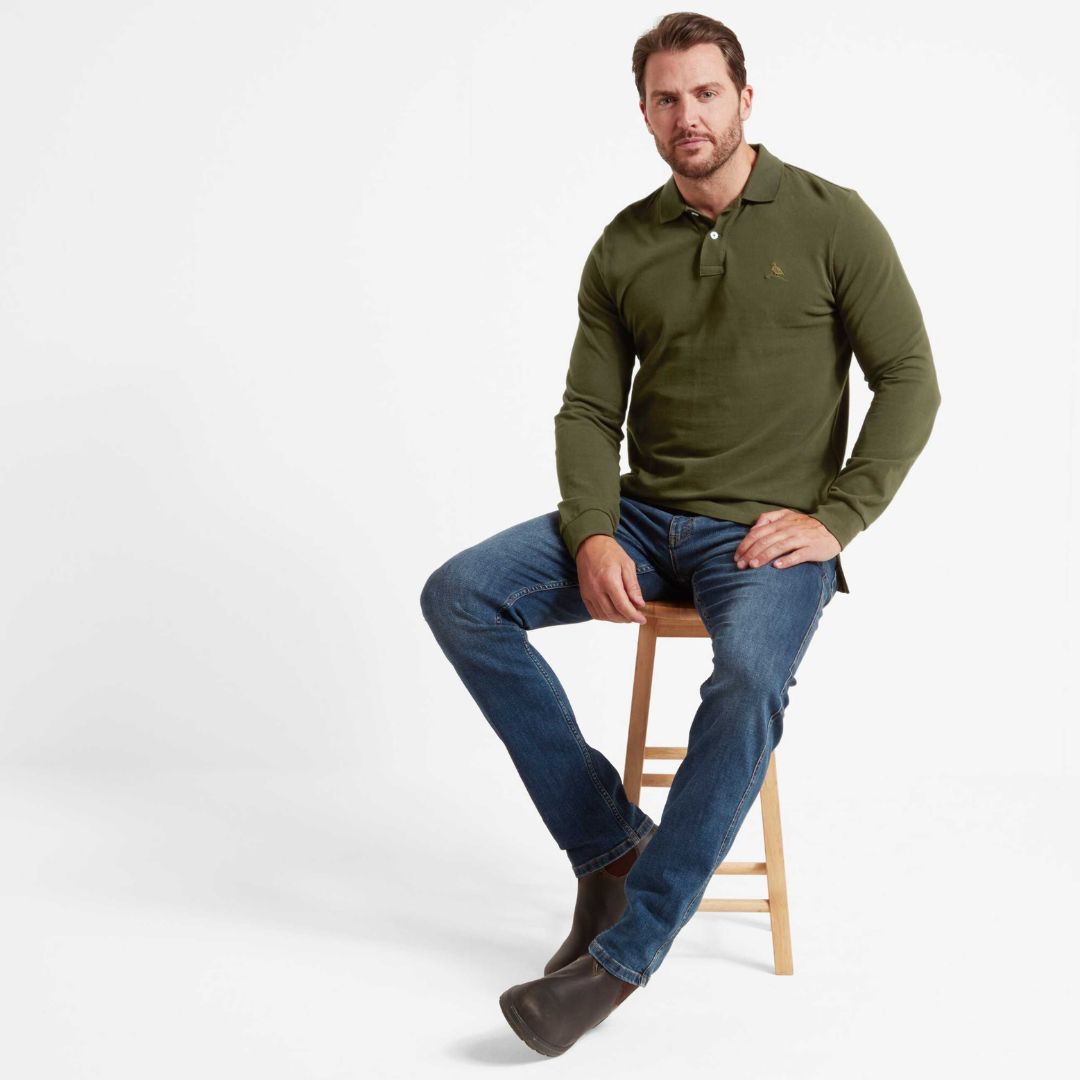 Schoffel Men's St. Ives Long Sleeve Polo Shirt in Forest