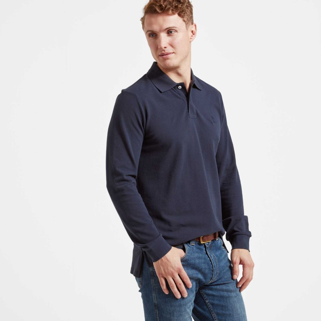 Schoffel Men's St. Ives Long Sleeve Polo Shirt in Navy