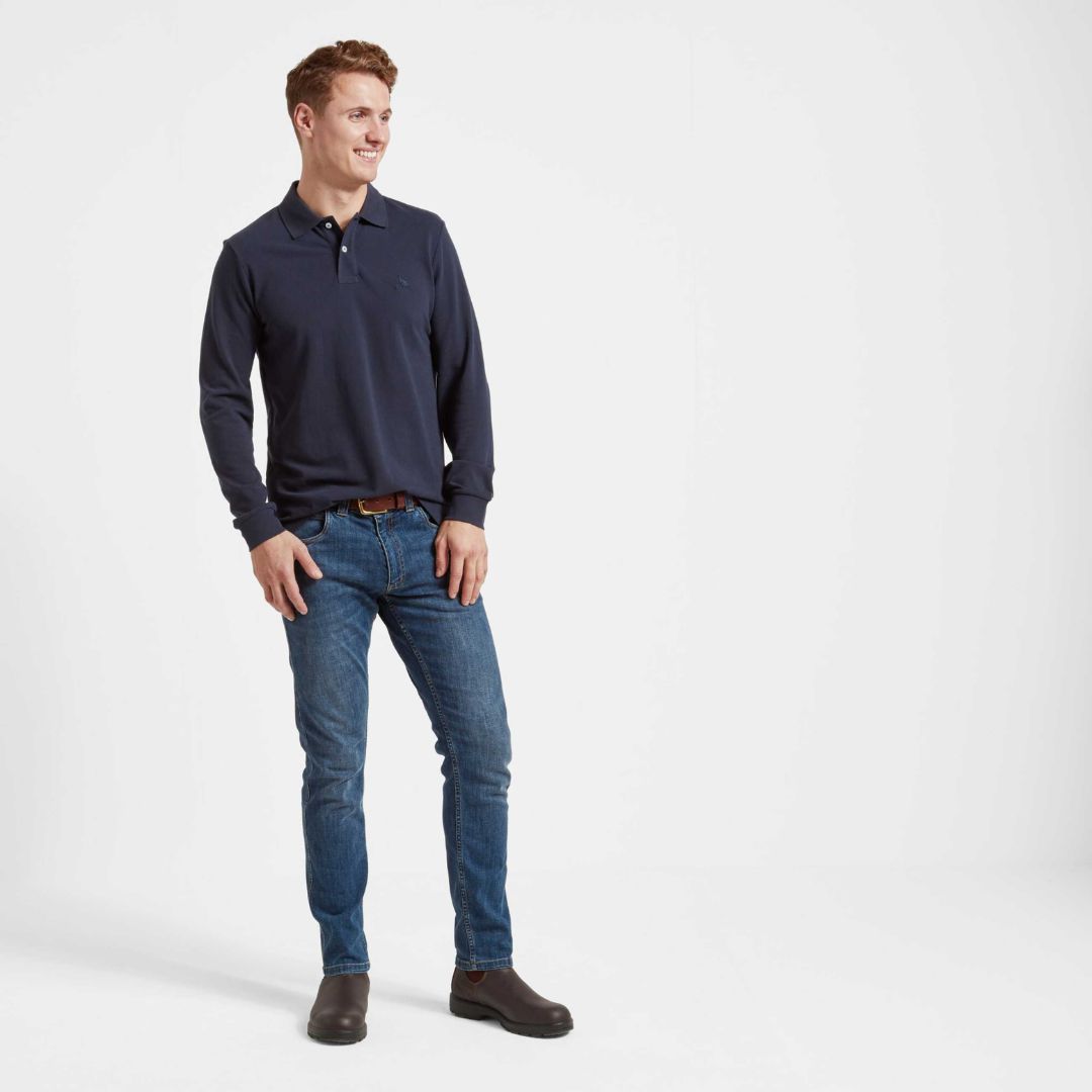 Schoffel Men's St. Ives Long Sleeve Polo Shirt in Navy