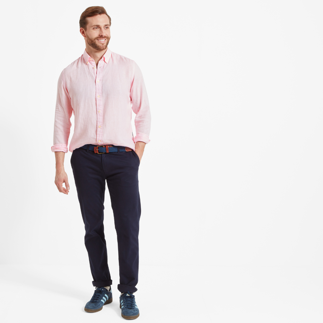 Schoffel Men's Walsingham Linen Shirt in Pale Pink