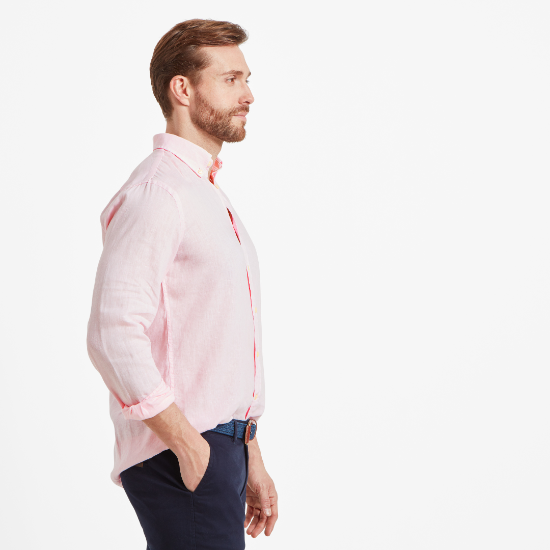 Schoffel Men's Walsingham Linen Shirt in Pale Pink