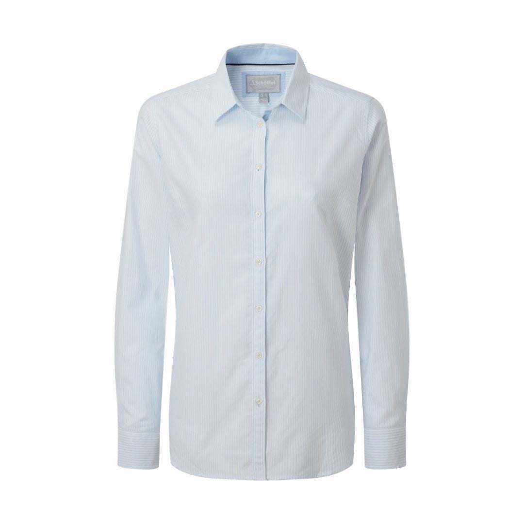 Schoffel Women's Cley Soft Oxford Shirt in Pale Blue Stripe