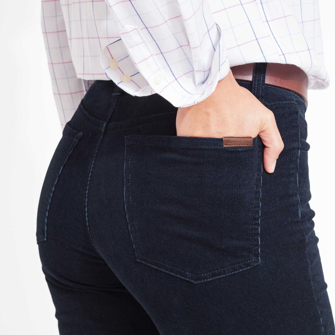Schoffel Women's Clover Cord Jean Trousers in Navy