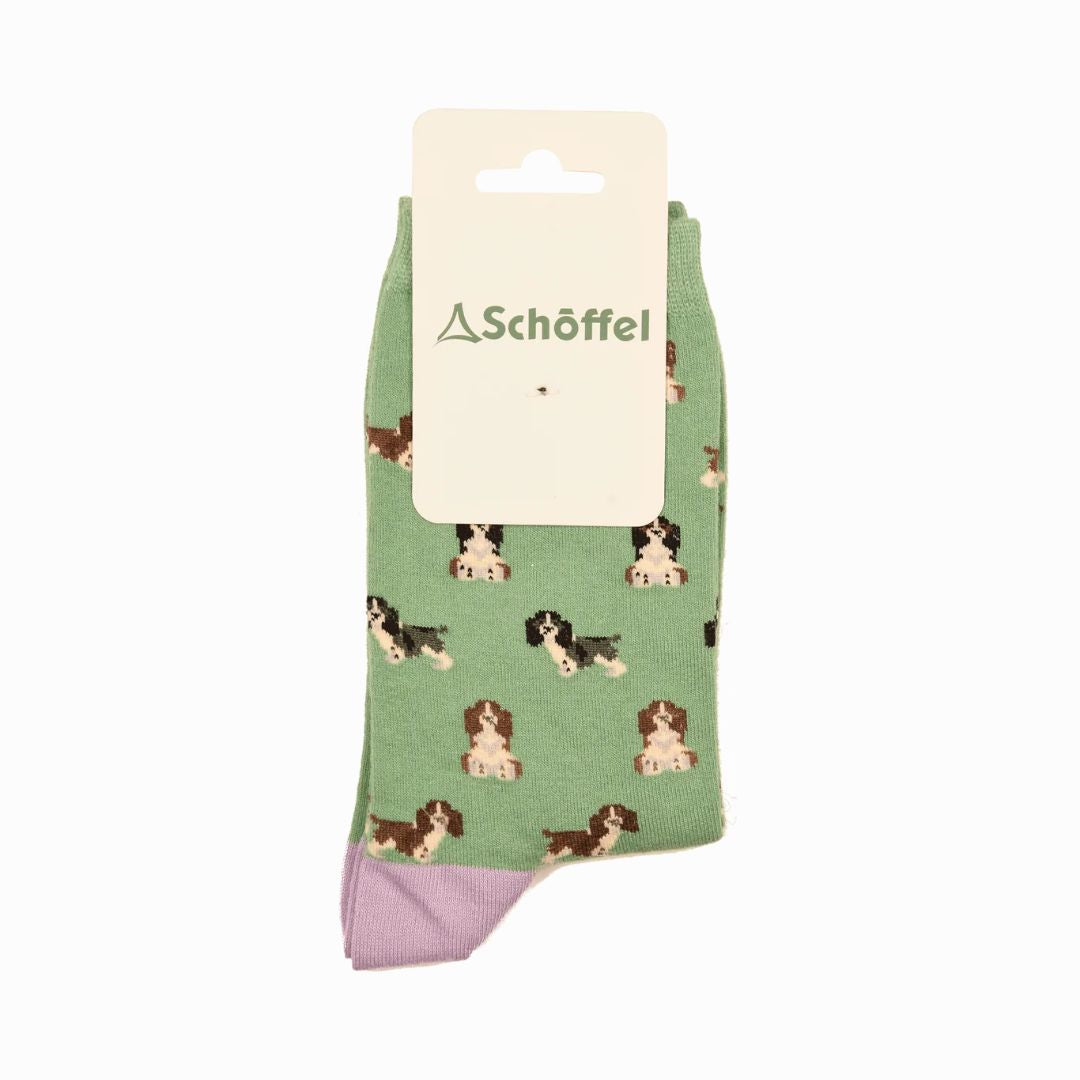 Schoffel Women's Cotton Socks in Green Spaniel