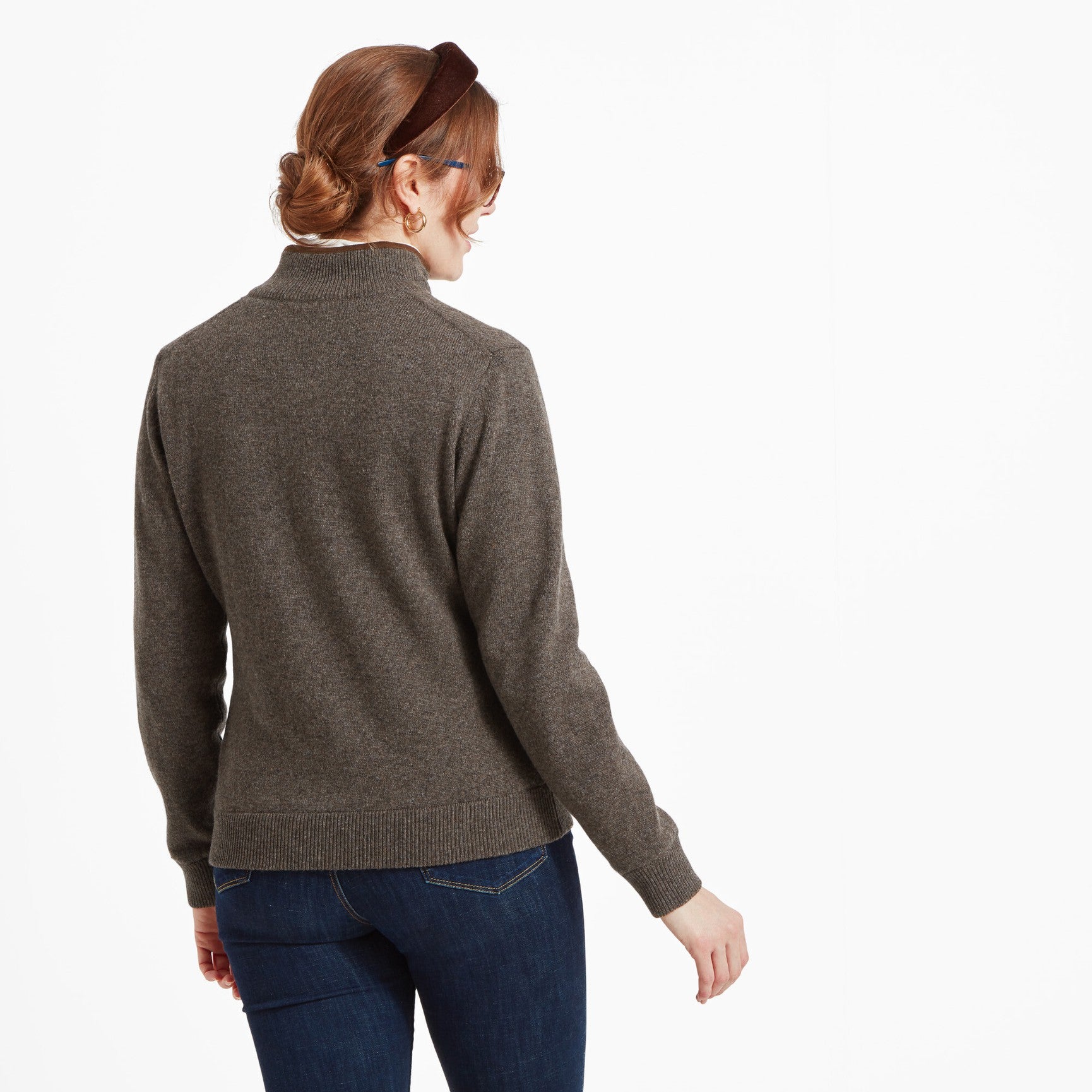 Schoffel Women's Lambswool Aerobloc 1/4 Zip Jumper in Mole
