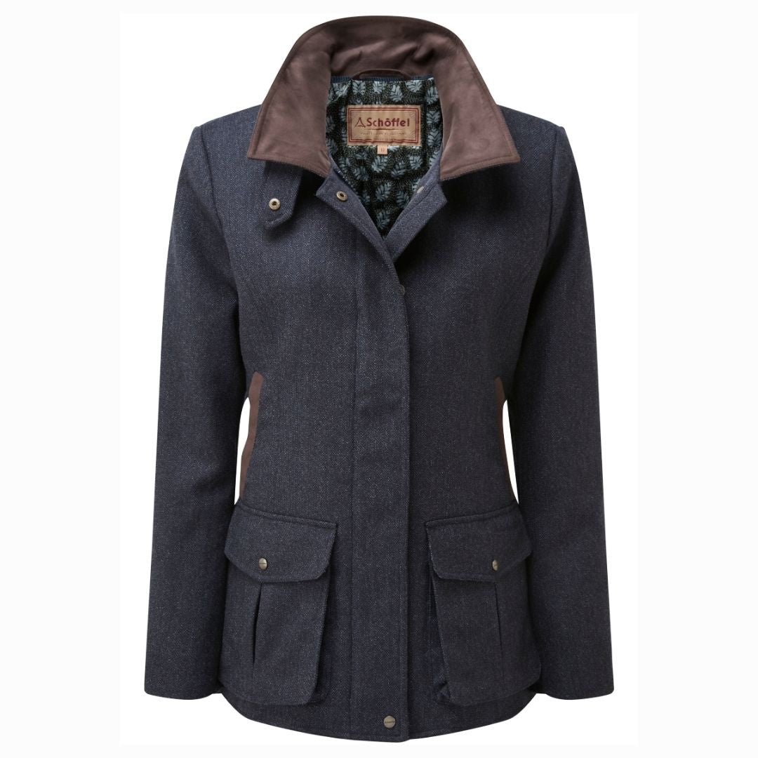Schoffel Women's Lilymere Tweed Jacket in Navy Herringbone Tweed