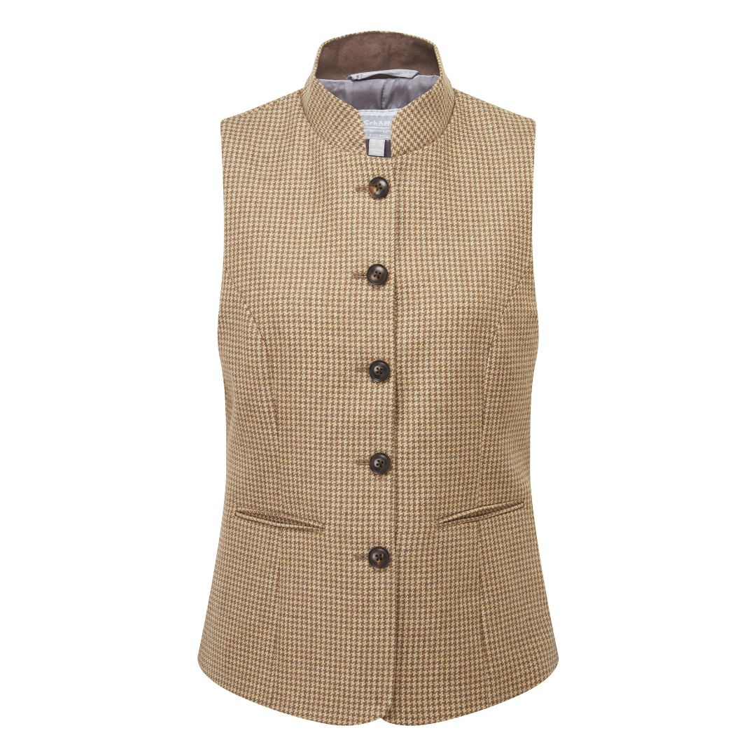 Schoffel Women's Millport Tweed Nehru Waistcoat in Houndstooth Tweed