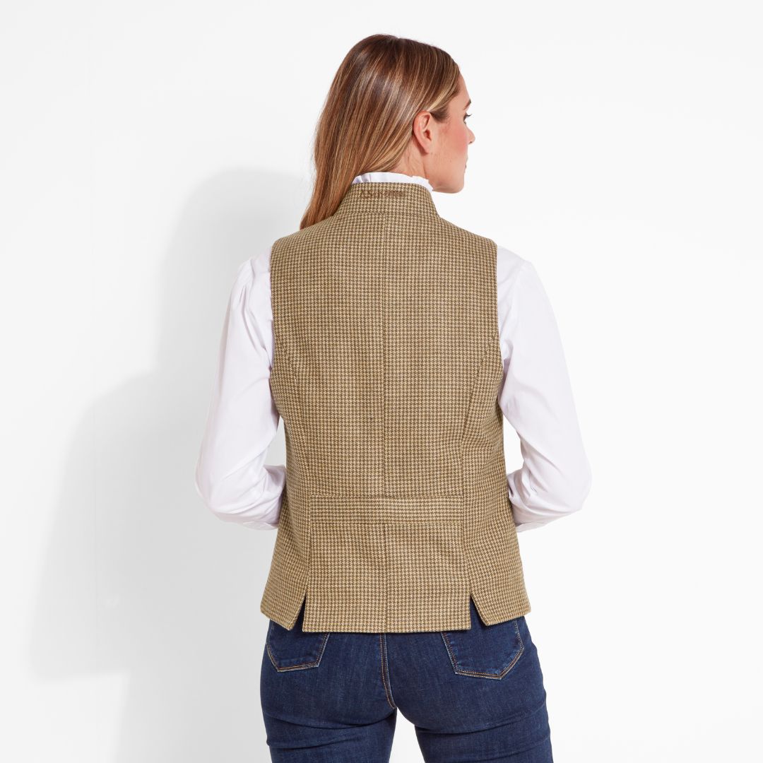 Schoffel Women's Millport Tweed Nehru Waistcoat in Houndstooth Tweed
