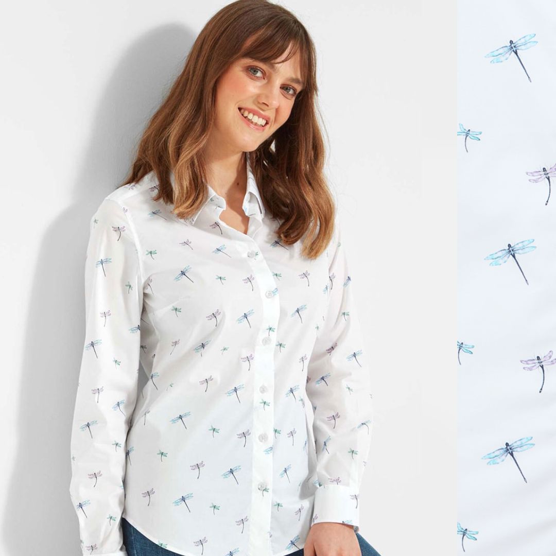Schoffel Women's Norfolk Shirt in Dragonfly Print