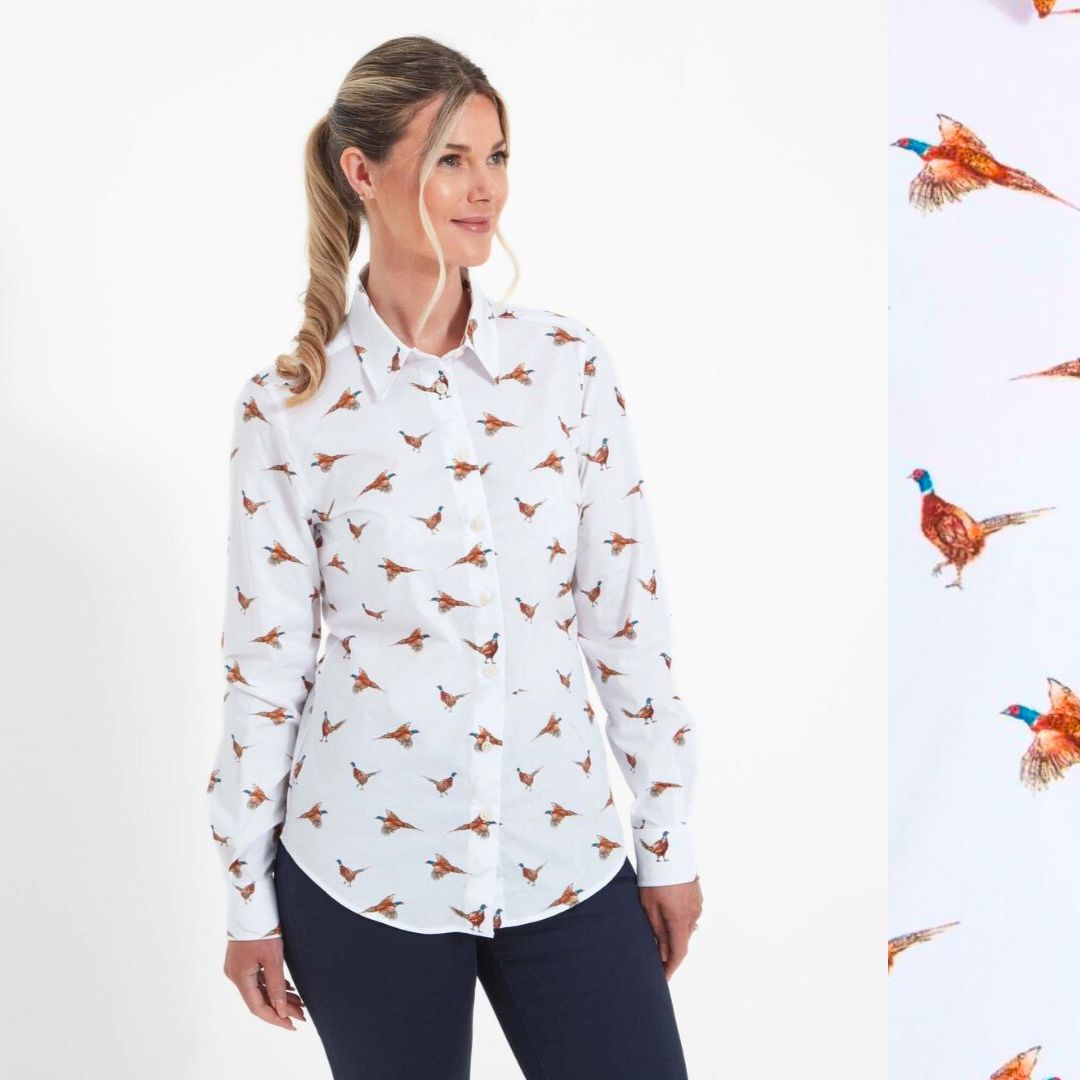 Schoffel Women's Norfolk Shirt in Pheasant Print