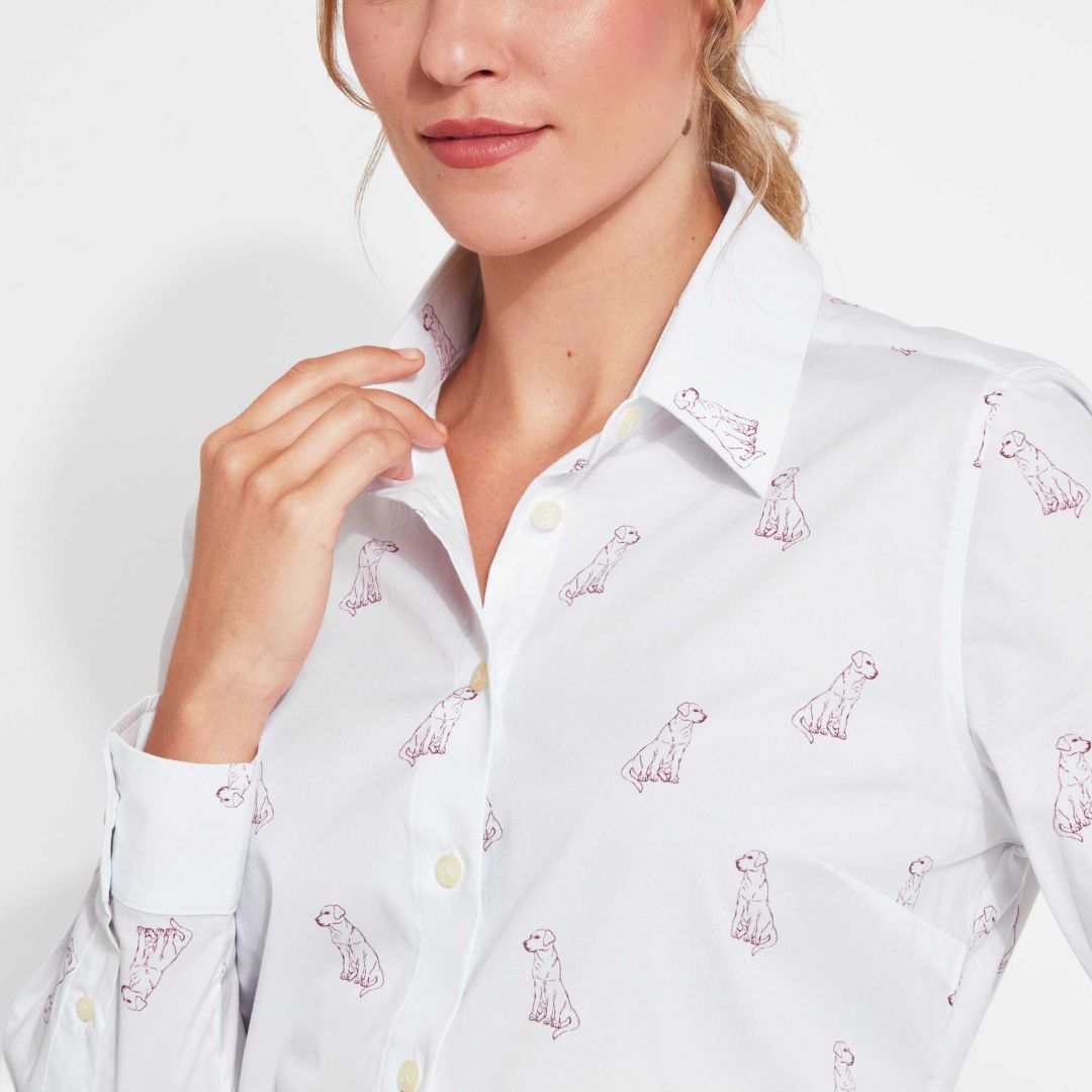 Schoffel Women's Norfolk Shirt in Wine Labrador Print