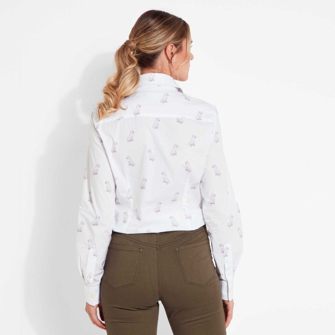 Schoffel Women's Norfolk Shirt in Wine Labrador Print