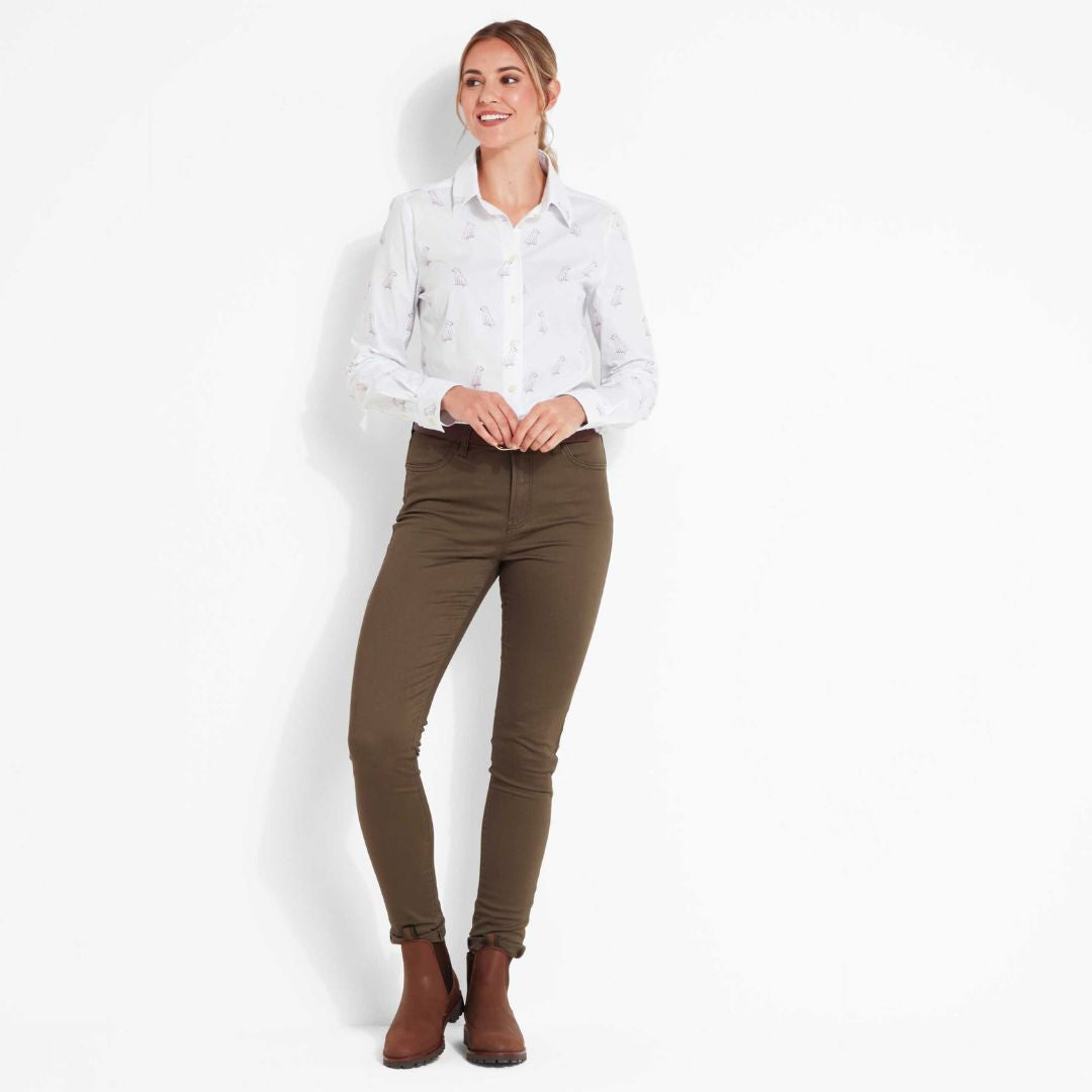 Schoffel Women's Norfolk Shirt in Wine Labrador Print